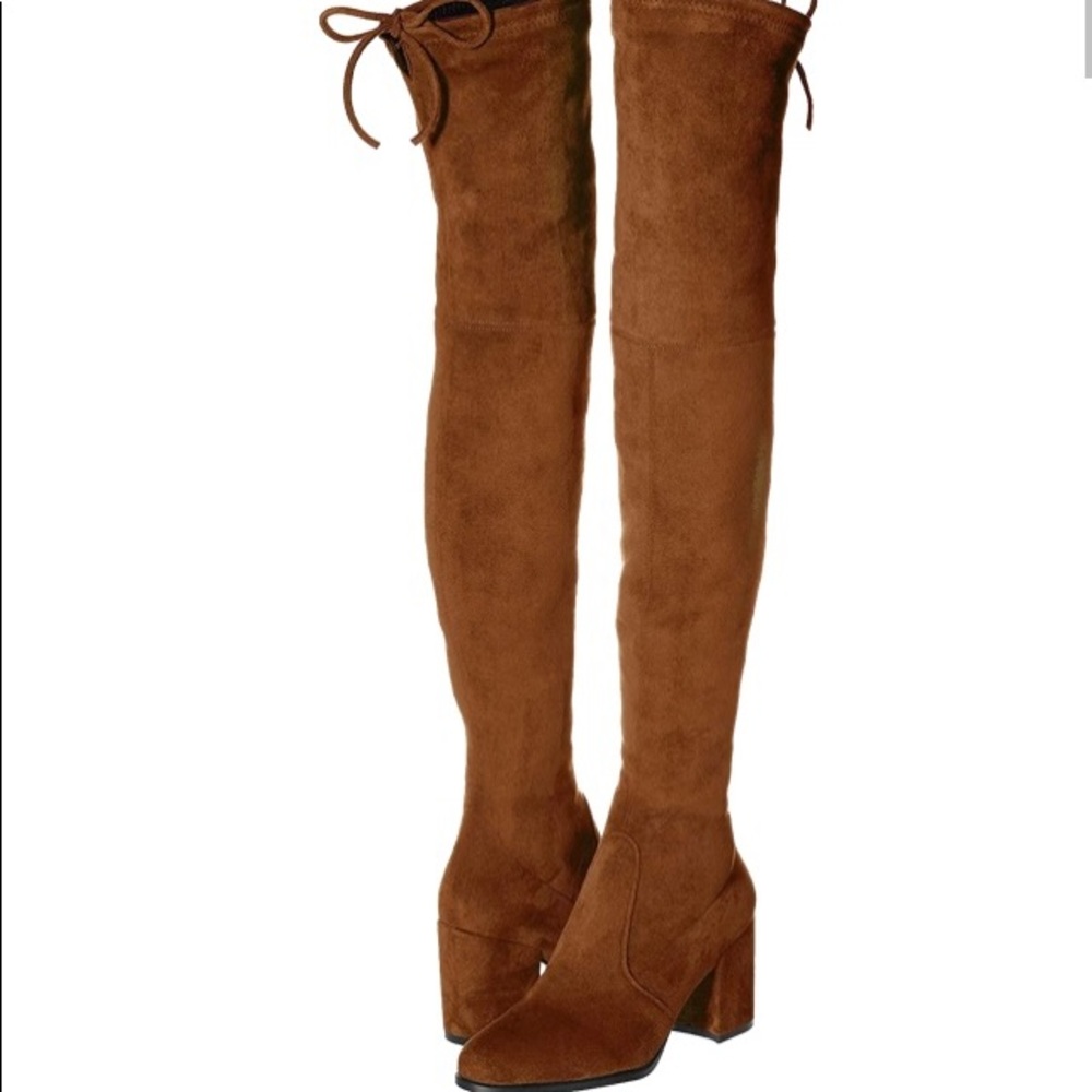 Kaitlyn Pan Over the Knee Brown Suede Slim Boots. Comes with dust bag.